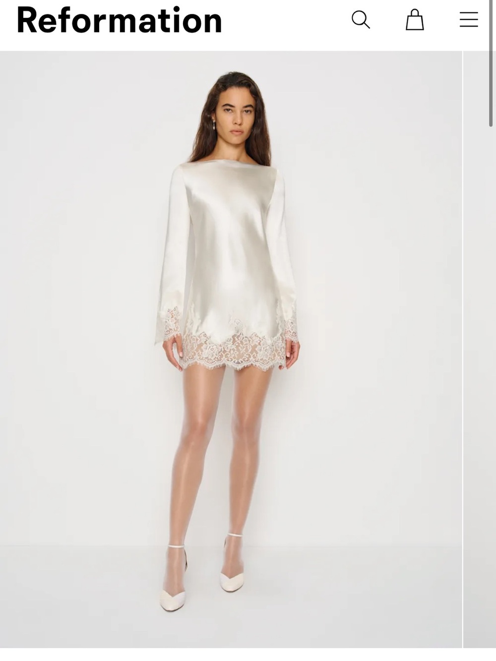 Reformation Blanche Dress Satin Lace Trim - Picture 2 of 14